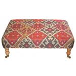 Large Kilim Kuba Footstool